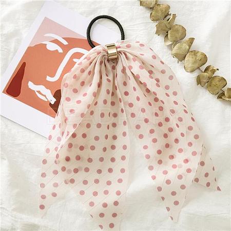 Polka Dot Pattern Cloth Elastic Hair Accessories OHAR-PW0007-17B-1