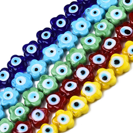 Handmade Evil Eye Lampwork Beads Strands LAMP-N029-008-1