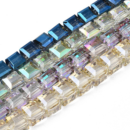 Electroplate Transparent Glass Beads Strands EGLA-N002-28-1