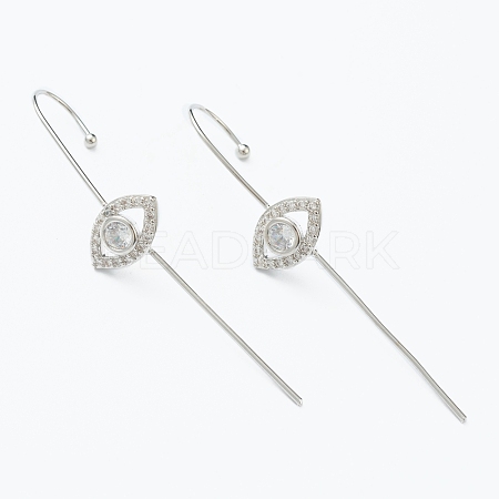 Brass Micro Pave Clear Cubic Zirconia Ear Wrap Crawler Hook Earrings EJEW-J101-19P-1
