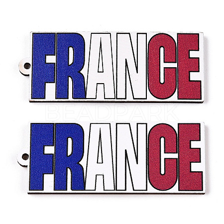 French Theme Printed Wood Pendants WOOD-N016-09-1