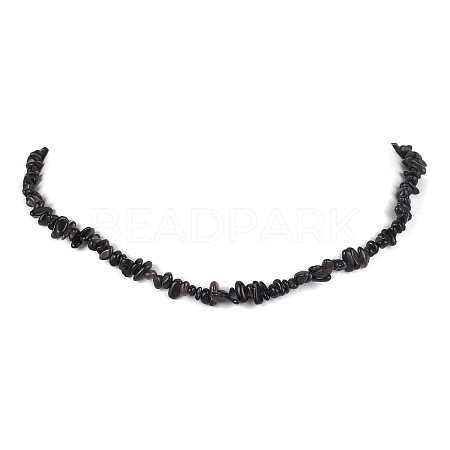 Natural Obsidian Chip Beaded Necklace NJEW-JN04615-12-1