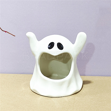 Halloween Theme Porcelain Candle Holder CAND-PW0007-005A-01-1