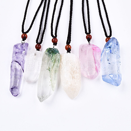 Natural Quartz Crystal Pendant Necklaces NJEW-S421-028-1