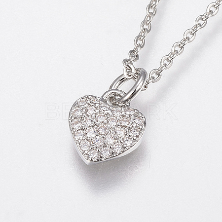 Brass Cubic Zirconia Pendant Necklaces NJEW-H479-04P-1