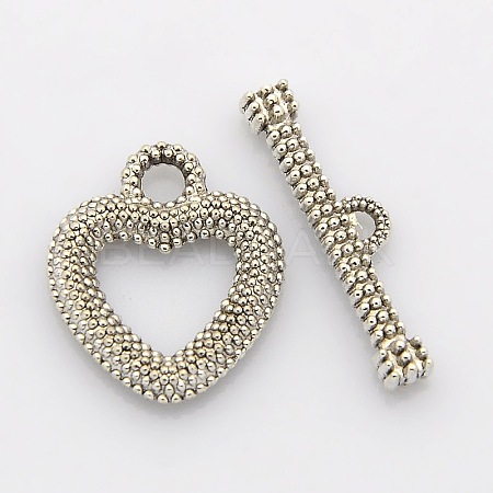 Tibetan Style Alloy Heart Toggle Clasps PALLOY-J471-32AS-1
