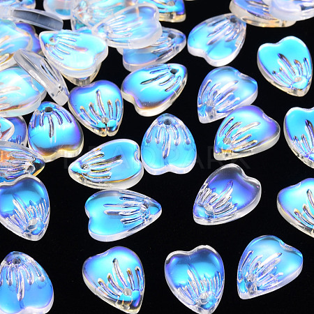 Transparent Spray Painted Glass Charms GLAA-S190-020B-01-1