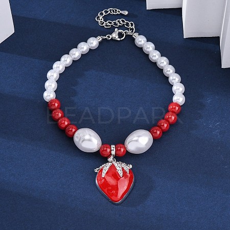 Strawberry Brass Micro Pave Clear Cubic Zirconia Charm Bracelets BJEW-G740-04P-1