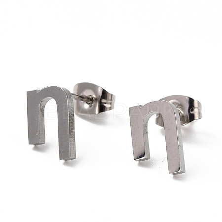 Tarnish Resistant 304 Stainless Steel Greek Alphabet Stud Earrings STAS-D007-07P-03-1