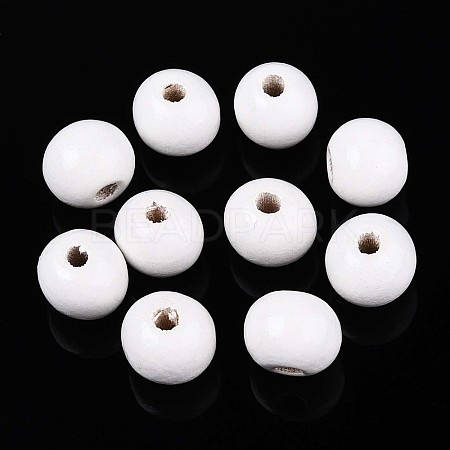 Spray Painted Round Natural Schima Wood Beads WOOD-A018-8mm-30-1