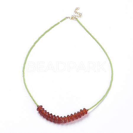 Lampwork and Natural Red Jade Beaded Necklaces NJEW-K108-05-01-1