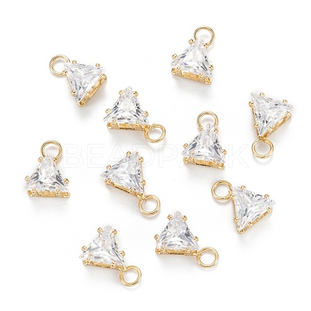 Brass Clear Cubic Zirconia Charms ZIRC-G170-15G-1
