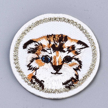 Round with Cat Appliques DIY-S041-095-1