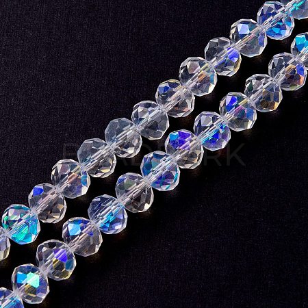 Electroplate Transparent Glass Beads Strands EGLA-YW0001-65B-1