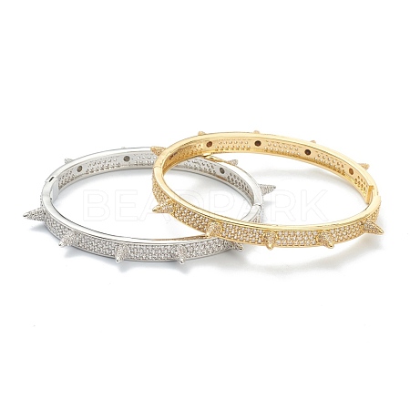 Brass Micro Pave Clear Cubic Zirconia Bangles BJEW-A116-02-1