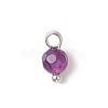 Natural Agate(Dyed & Heated) Faceted Round Charms PALLOY-JF04286-02-3
