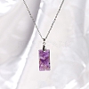 Natural Amethyst Rectangle Pendant Necklaces PW-WG52881-16-1