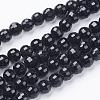 Faceted Black Glass Round Bead Strands X-GLAA-R095-6mm-08-1