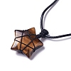 Adjustable Natural Tiger Eye Star Pendant Necklace NJEW-B086-03K-4