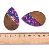 Transparent Resin & Walnut Wood Big Pendants RESI-T058-05G-4