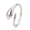 304 Stainless Steel Snake Wrap Open Cuff Ring with Rhinestone for Women RJEW-E062-B02-02P-1