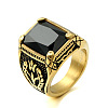 316L Stainless Steel & Cubic Zirconia Men's Vintage Carved Finger Rings FS-WG82D33-47-1