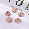 Eco-Friendly 6-Petal Flower Brass Micro Pave Cubic Zirconia Bead Caps ZIRC-M098-01RG-FF-6