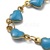 Ion Plating(IP) Golden 304 Stainless Steel Heart Link Chain Bracelet with Enamel BJEW-E088-01G-3