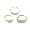 3Pcs Natural Green Aventurine Bead Finger Ring RJEW-JR00855-04-5