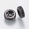 Brass Micro Pave Cubic Zirconia Beads ZIRC-G132-10B-2