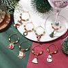 Christmas Theme Electroplate Glass Beads & Alloy Enamel Wine Glass Charms AJEW-JO00256-5