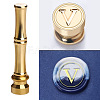 Golden Tone Brass Wax Seal Stamp Head with Bamboo Stick Shaped Handle STAM-K001-05G-V-1