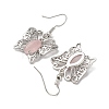 Natural Rose Quartz Butterfly Dangle Earrings for Women EJEW-E283-01P-04-2