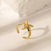 Ocean Themes 304 Stainless Steel Open Cuff Rings for Women RJEW-K293-02B-G-1