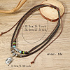 Alloy & Synthetic Turquoise Pendant Porcelain & Wood Beaded Waxed Cord Double Layer Adjustable Necklaces for Men FS-WG67B4F-03-1