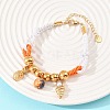 304 Stainless Steel & Synthetic Rainbow Stone Charm Bracelets BJEW-K247-03G-3