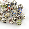 Hollow Rondelle Antique Silver Plated Alloy Rhinestone European Beads ALRI-Q228-06-1