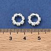 Flower Brass Micro Pave Clear Cubic Zirconia European Beads KK-G557-39S-2
