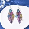 430 Stainless Steel Leaf Dangle Earrings EJEW-A137-08P-05-2
