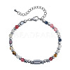 Synthetic Watermelon Stone Glass & Stainless Steel Beaded Bracelets for Women ID8226-7-1