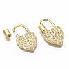 Brass Micro Pave Clear Cubic Zirconia Screw Carabiner Lock Charm ZIRC-T014-009-NF-3