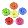 4-Hole Spray Painted Wooden Buttons X-BUTT-T006-015-1