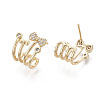 Brass Micro Pave Clear Cubic Zirconia Stud Earrings EJEW-T011-003-NF-2