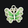 Silver Plated Alloy Enamel Rhinestone Butterfly Pendants ENAM-M013-01-2