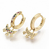 Brass Micro Pave Colorful Cubic Zirconia Dangle Hoop Earrings EJEW-S208-074-1