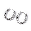 304 Stainless Steel Round Beaded Hoop Earrings for Women EJEW-I284-17P-1