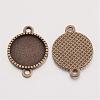 Tibetan Style Alloy Flat Round Cabochon Connector Settings TIBE-Q038-001C-AB-NR-2