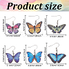 ANATTASOUL 6 Pairs 6 Style Acrylic Butterfly Dangle Earrings EJEW-AN0001-07-2