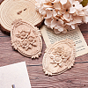 Natural Solid Rubber Wood Carved Onlay Applique Craft WOOD-GF0001-27-5