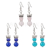 3 Pairs Baking Paint Imitation Jade Glass Dangle Earrings EJEW-JE06619-2